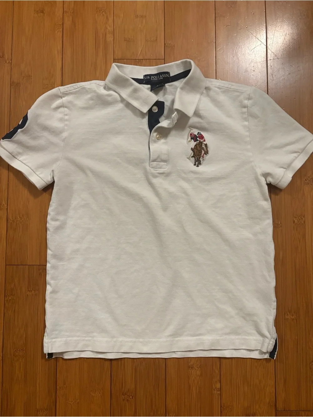 U.S. Polo Assn. White Boys' Polo with Embroidered Player Patch